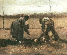 Vincent Van Gogh Peasant and Peasant Woman Planting Potatoes oil painting picture